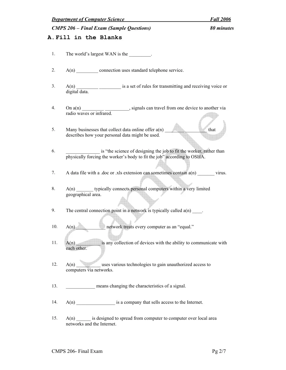 CMPS 206 Final, Fall 2005, page 2