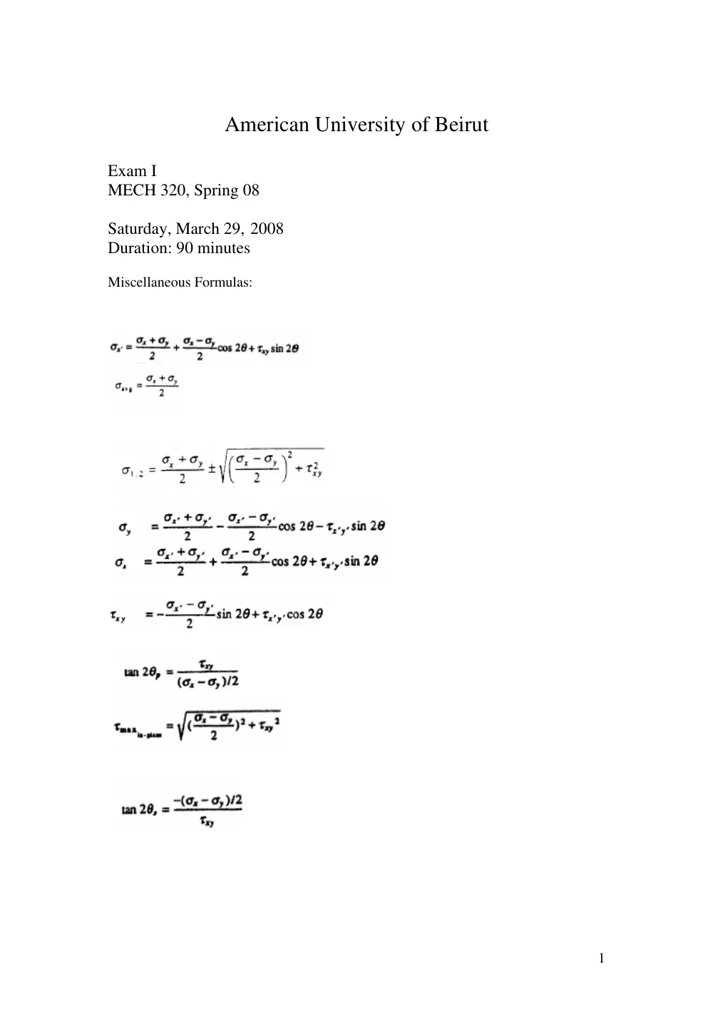 MECH 320 Midterm, Spring 2010, page 1