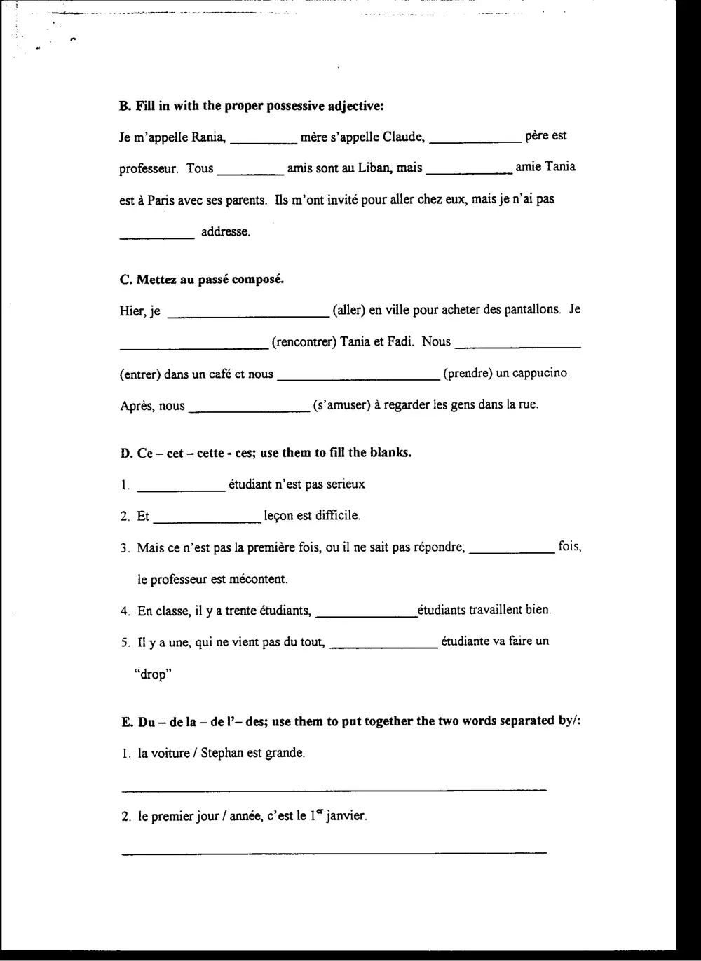 FREN 201 Final, Fall 1999, page 2