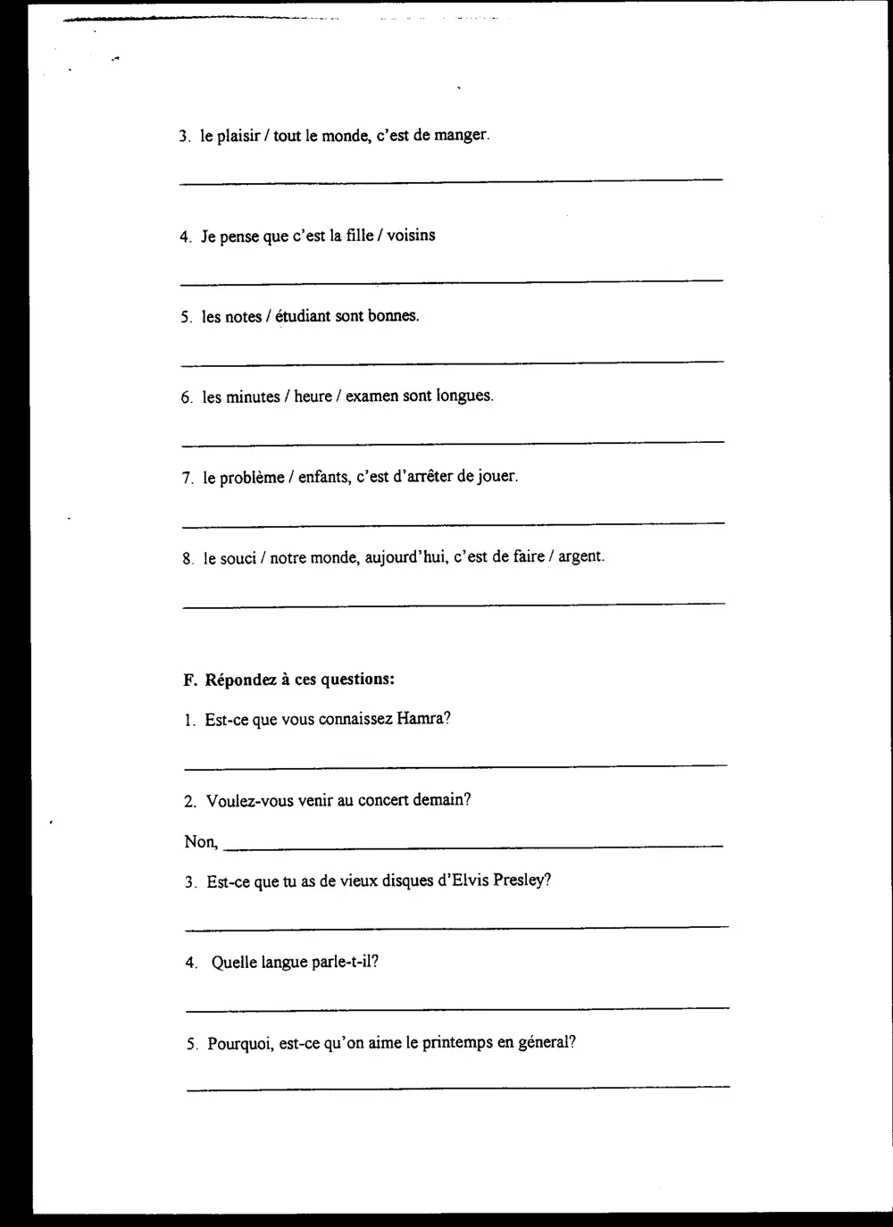 FREN 201 Final, Fall 1999, page 3