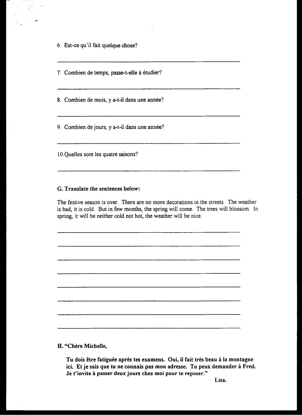 FREN 201 Final, Fall 1999, page 4