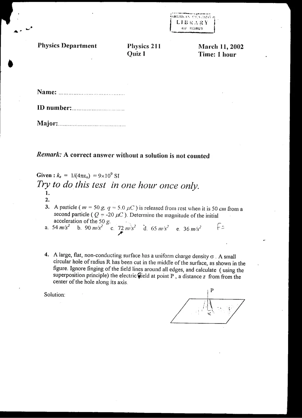 PHYS 211 Exam 2, Spring 2002, page 1