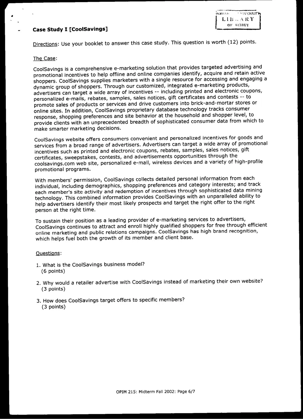 MIS 220 Midterm, Fall 2001, page 6