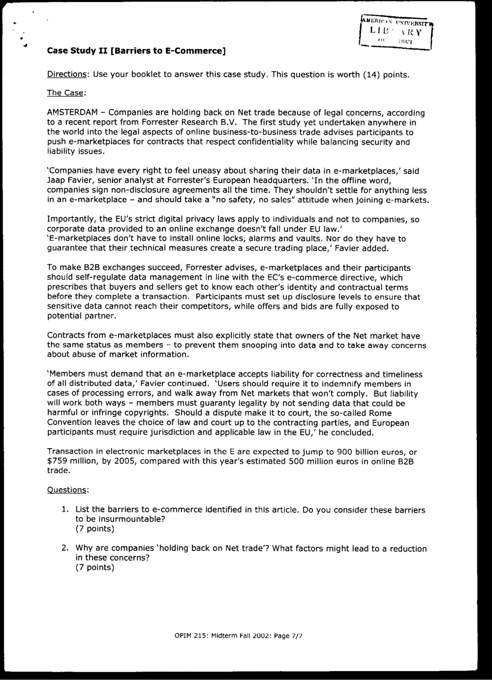 MIS 220 Midterm, Fall 2001, page 7