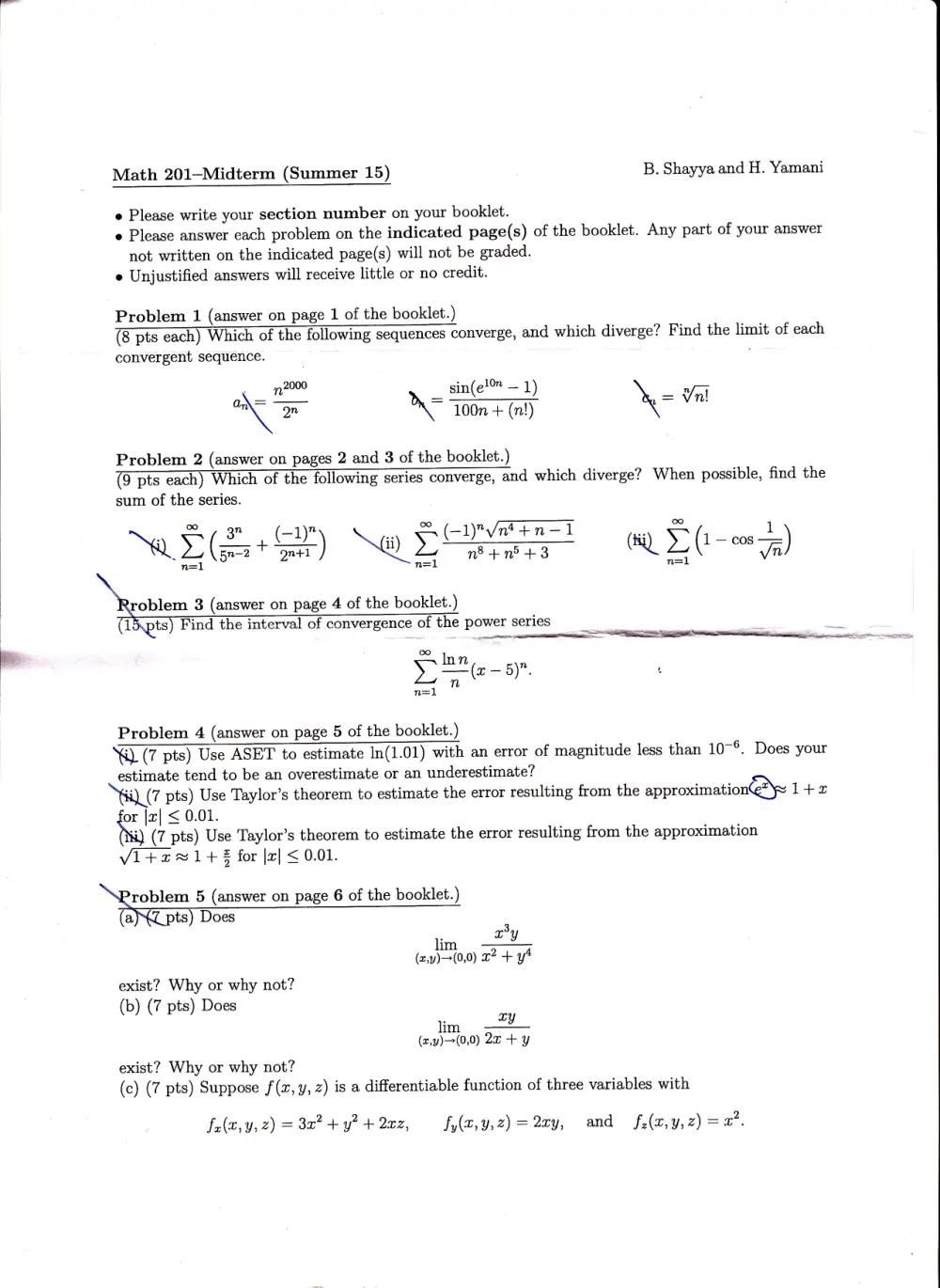 MATH 201 Midterm, Summer 2015, page 1