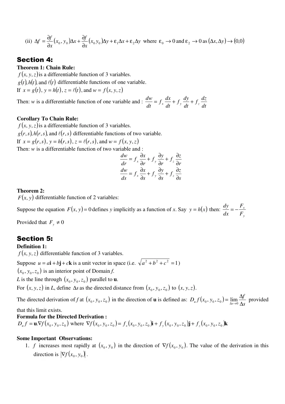 MATH 201 Chapter 14 Summary, Fall 2011, page 3