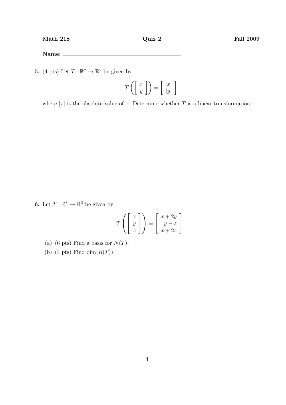 MATH 218 Exam 2, Fall 2014, page 4