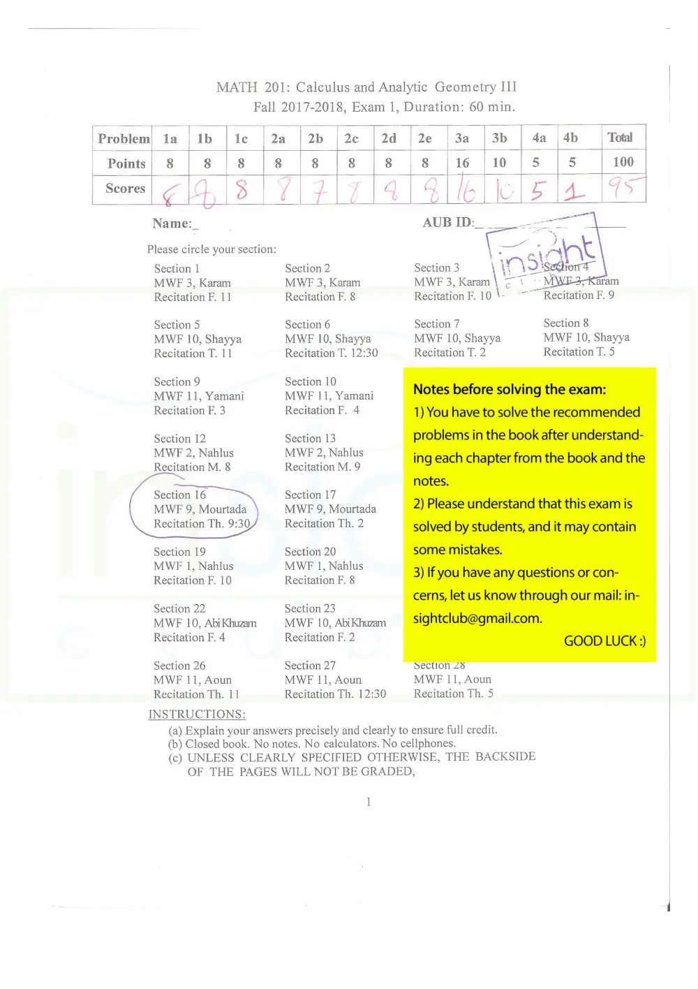 MATH 201 Exam 1, Fall 2017, page 1
