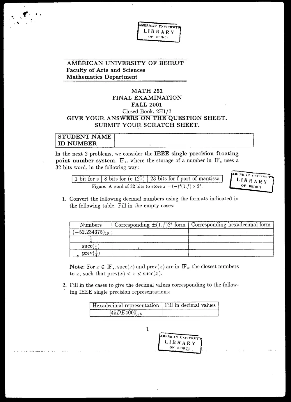 CMPS 251 Final, Fall 2001, page 1