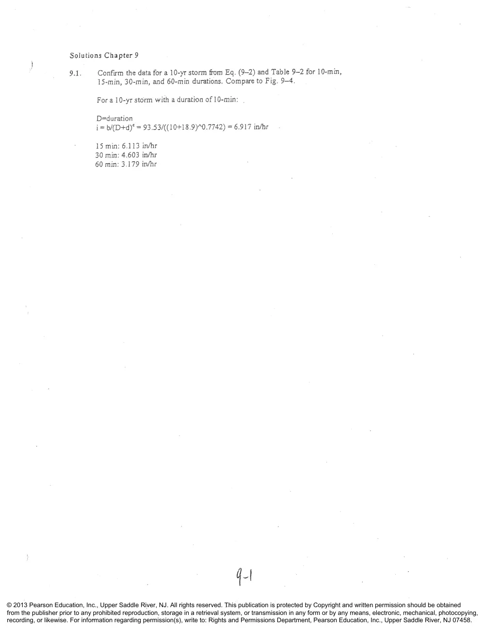 CIVE 441 Chapter 9 Solution, Fall 2015, page 1