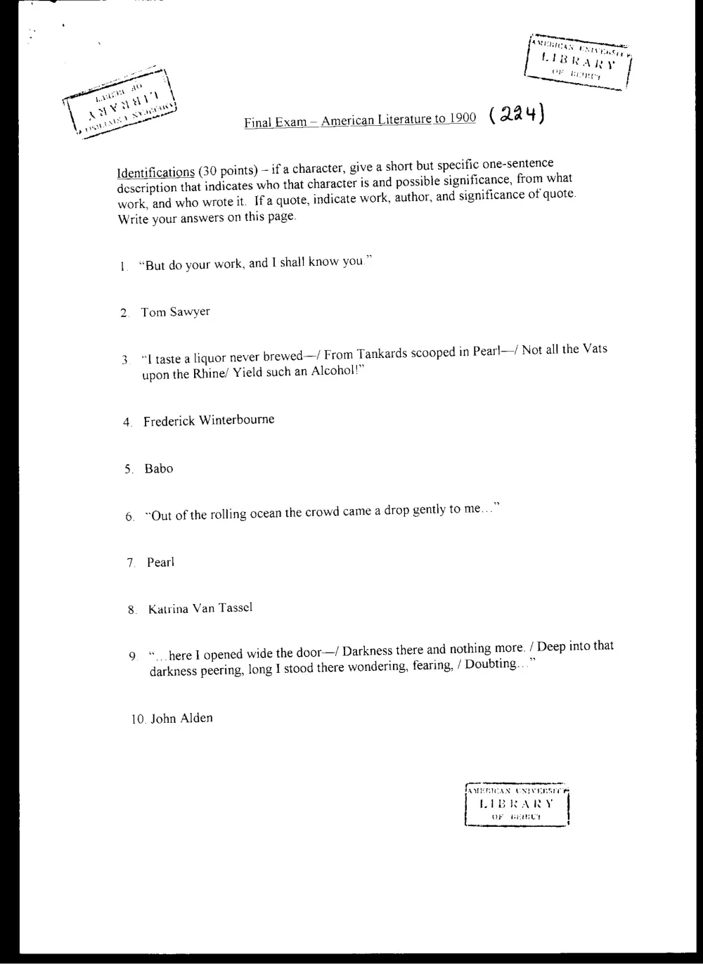 ENG 224 Final, Spring 2008, page 1