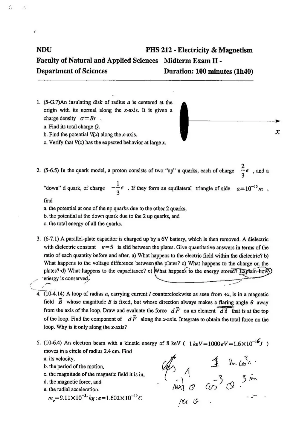 PHS 212 Midterm 2 with Solution, Spring 2004, page 1
