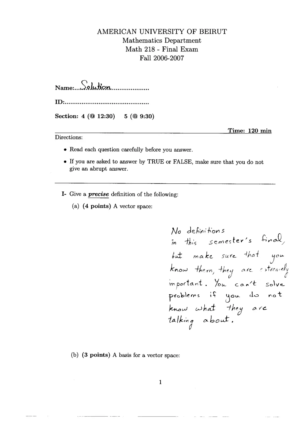 MATH 218 Final Collection Finals with Solution, Spring 2017, page 10
