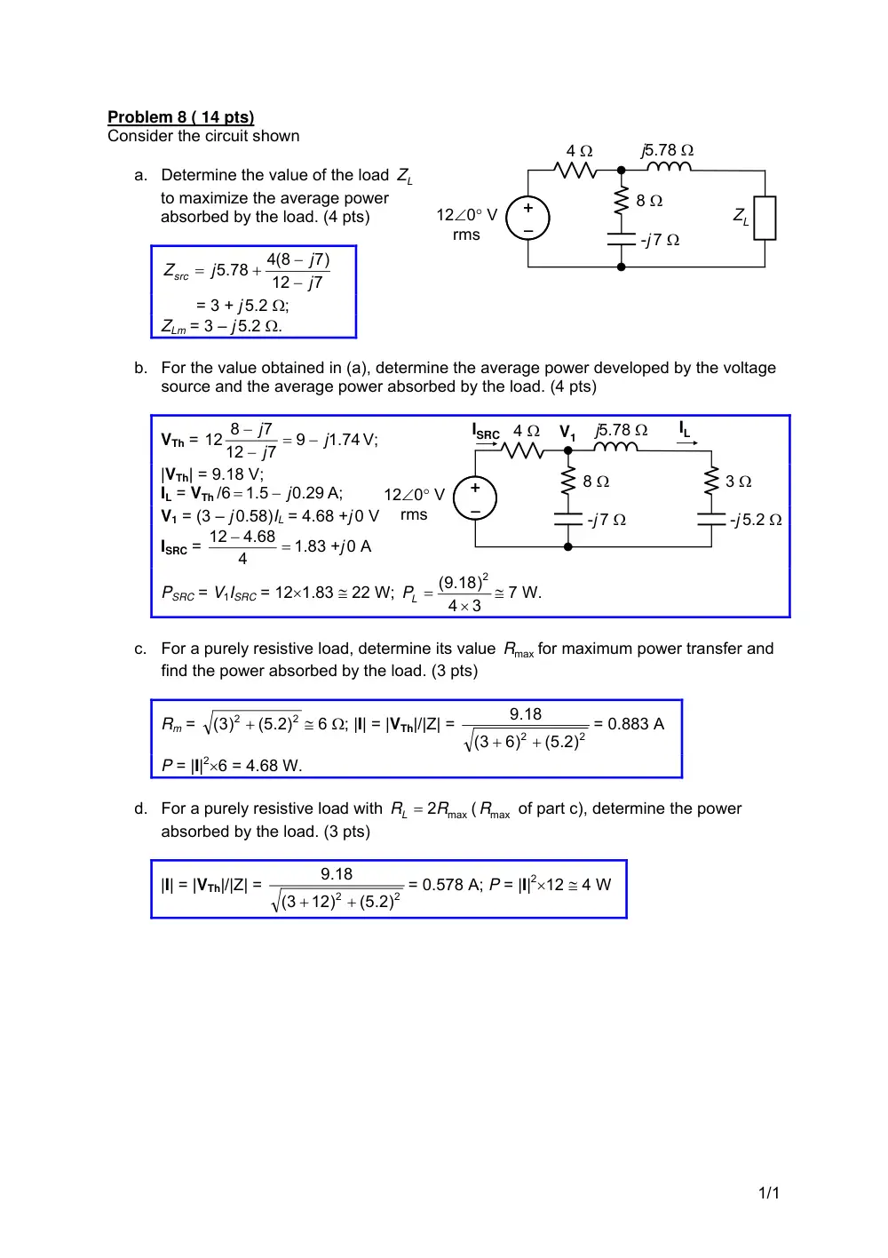 EECE 210 Problems For Final -with Some Solutions, Fall 2012, page 6