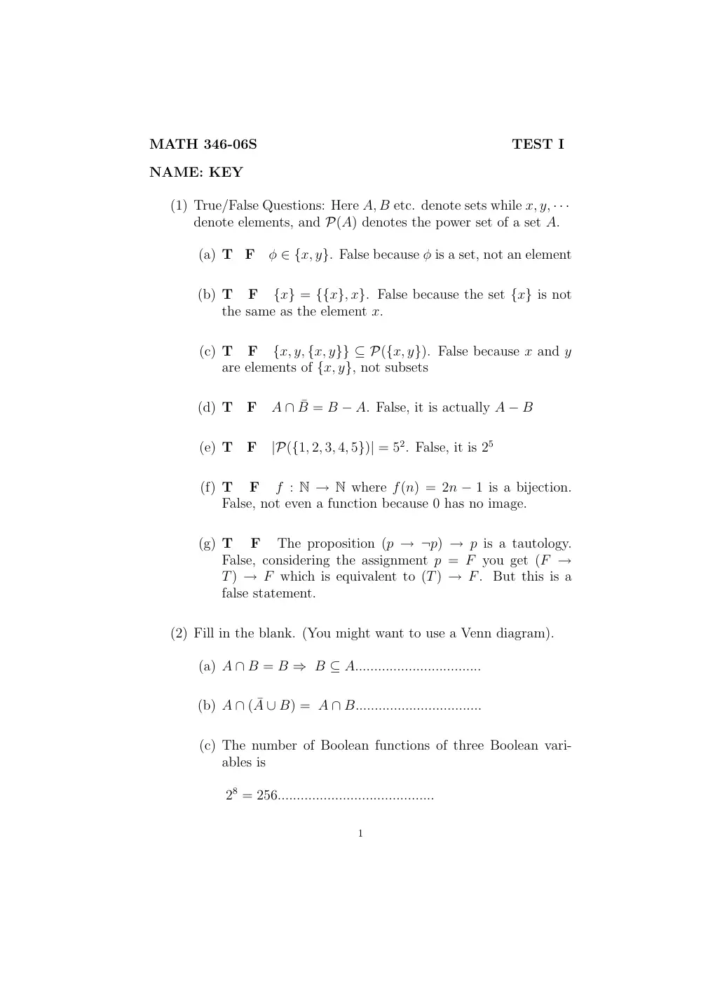 MATH 211 Exam 2 With Solution, Fall 2005, page 1