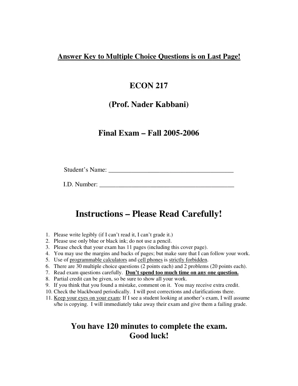 ECON 217 Final, Fall 2005, page 1