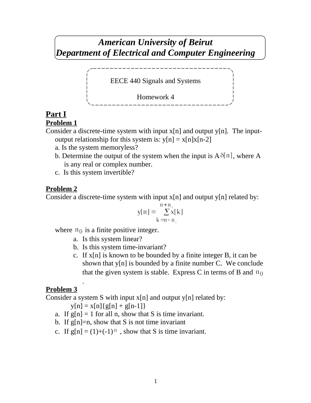 EECE 340 Homework, Spring 2008, page 1