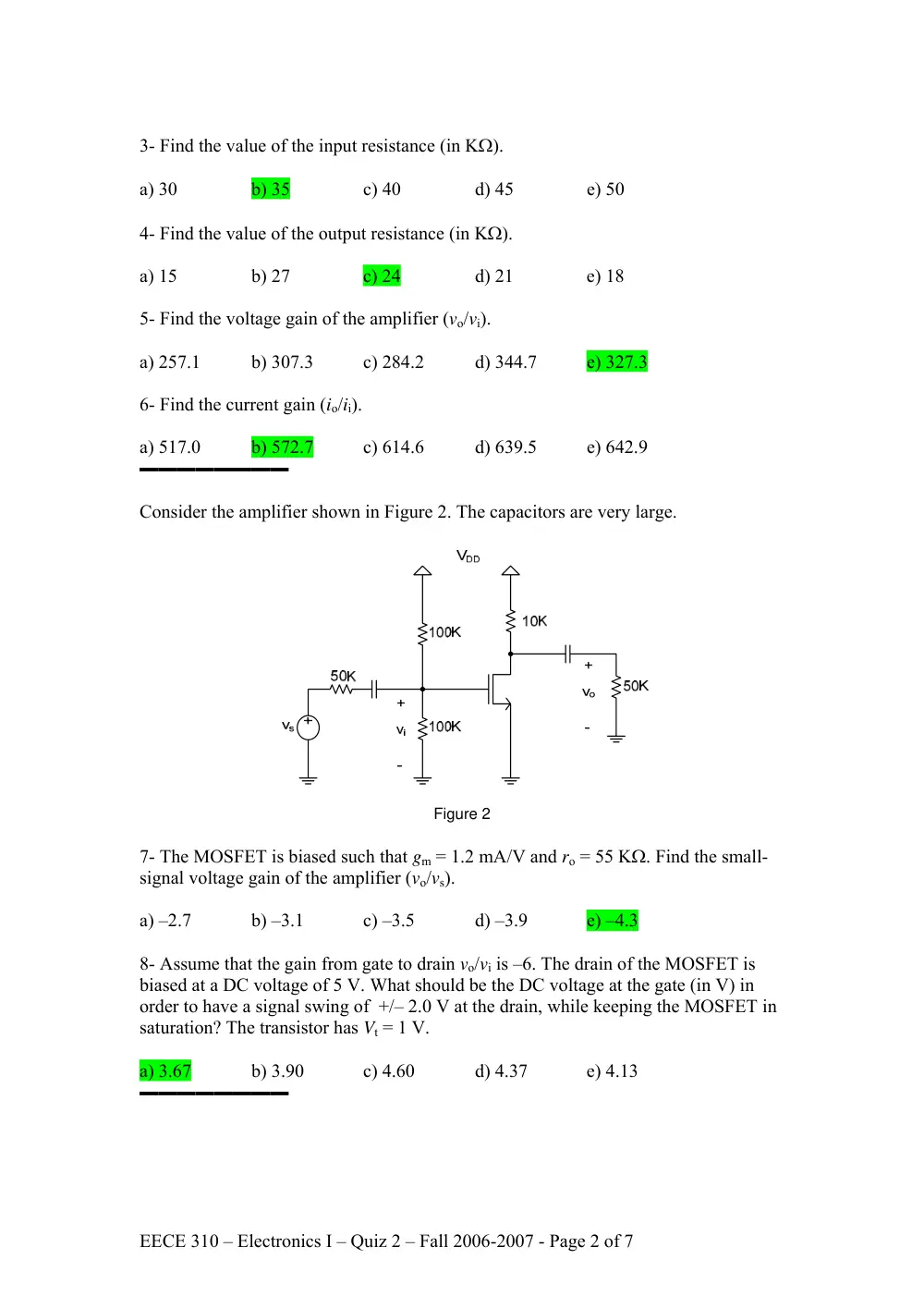 EECE 310 Exam 2, Fall 2006, page 2
