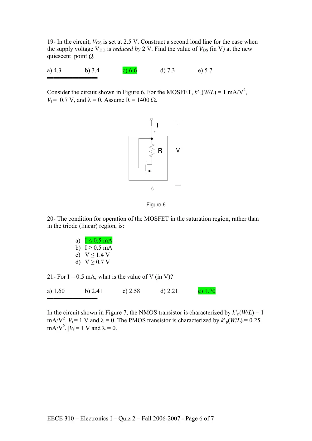 EECE 310 Exam 2, Fall 2006, page 6