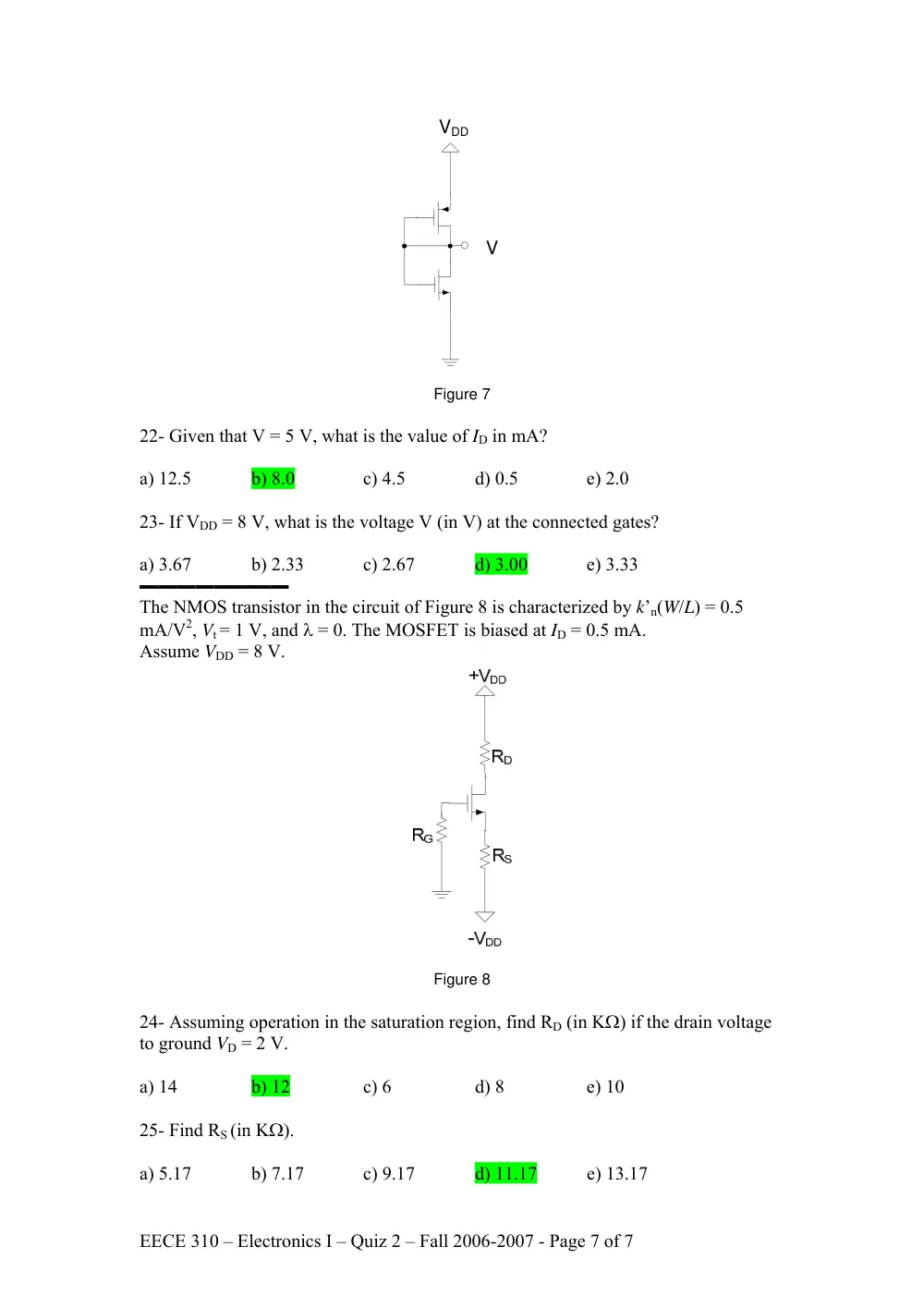 EECE 310 Exam 2, Fall 2006, page 7