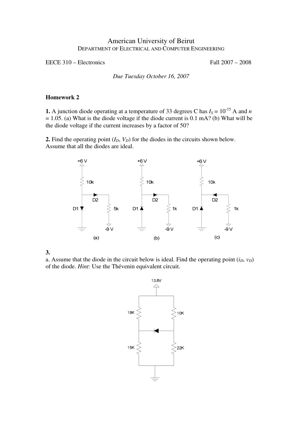 EECE 310 Homework 2 with Solution, Fall 2007, page 1