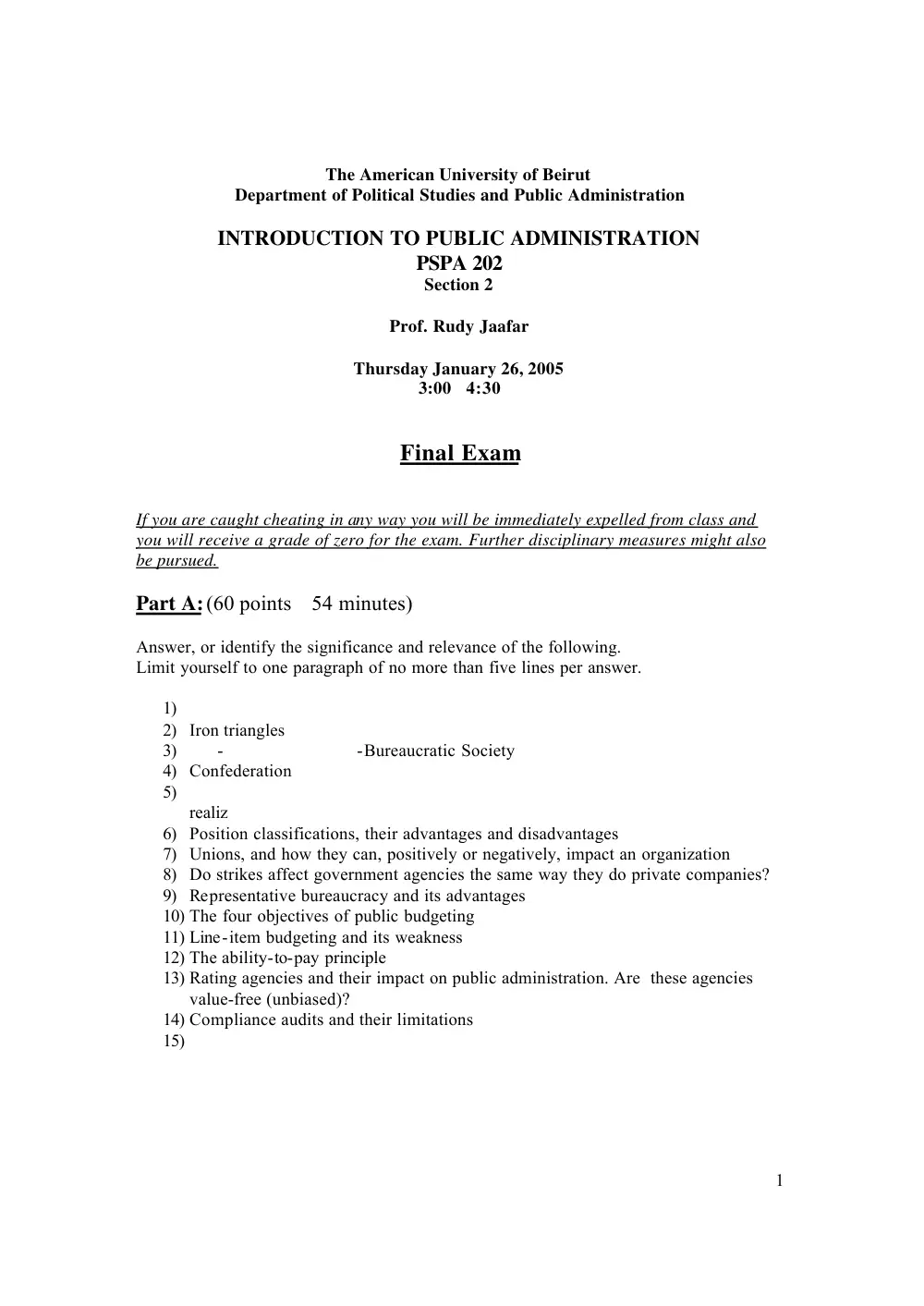 PSPA 202 Final, Fall 2005, page 1