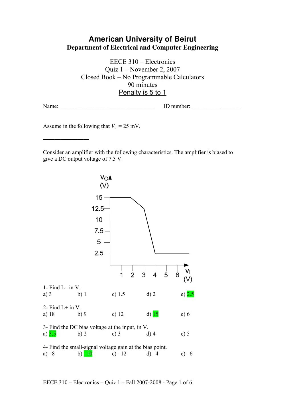 EECE 310 Exam 1, Fall 2007, page 1