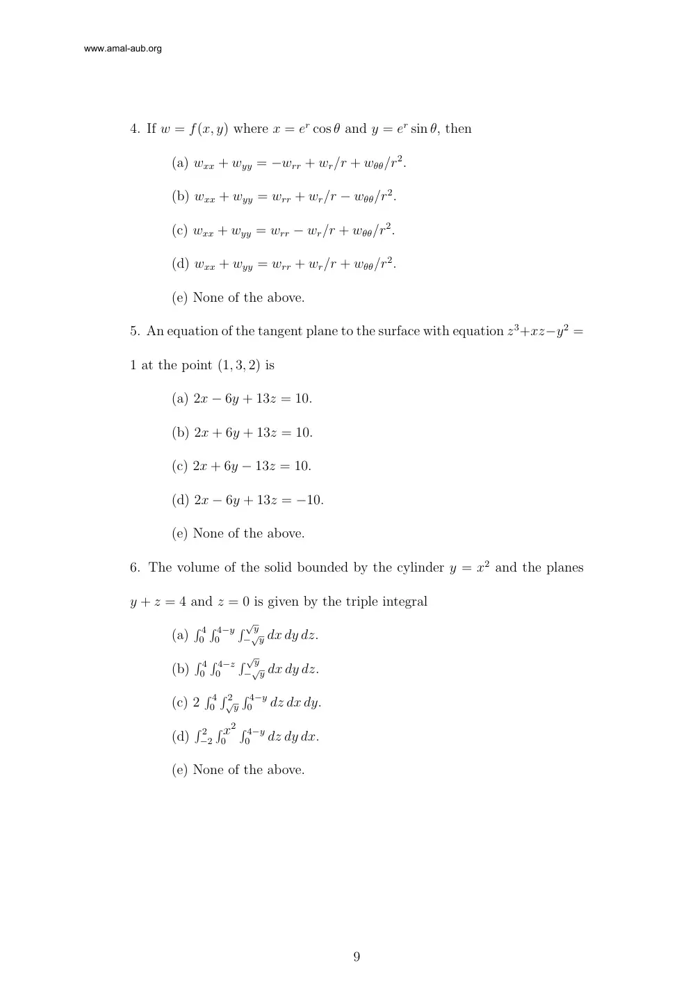 MATH 201 Final, Fall 2004, page 9