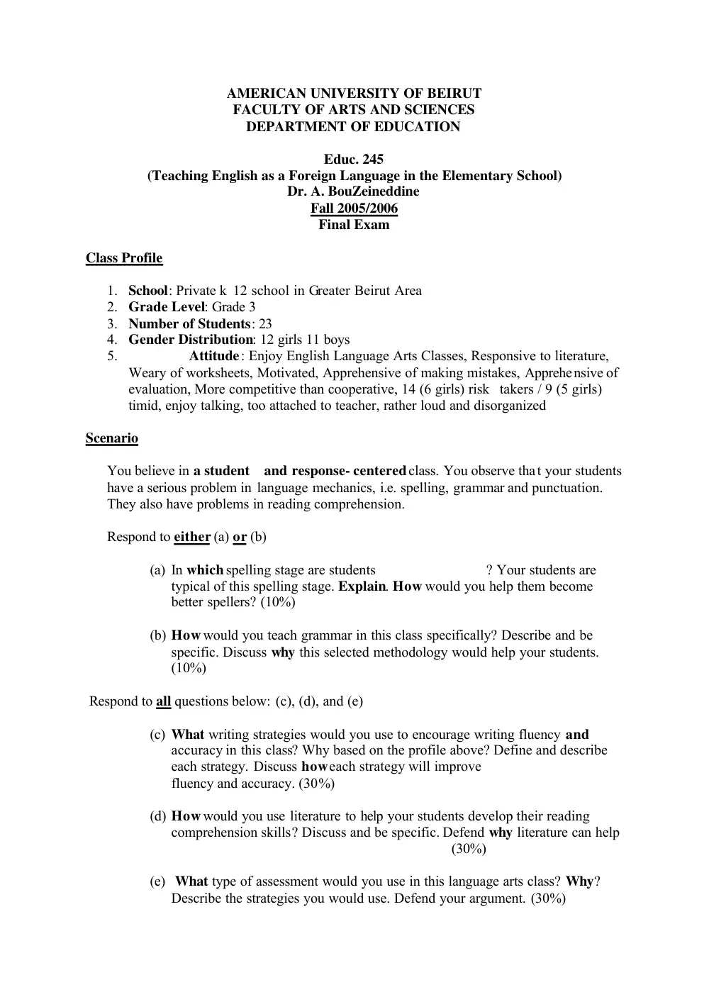 EDUC 245 Final, Fall 2005, page 1