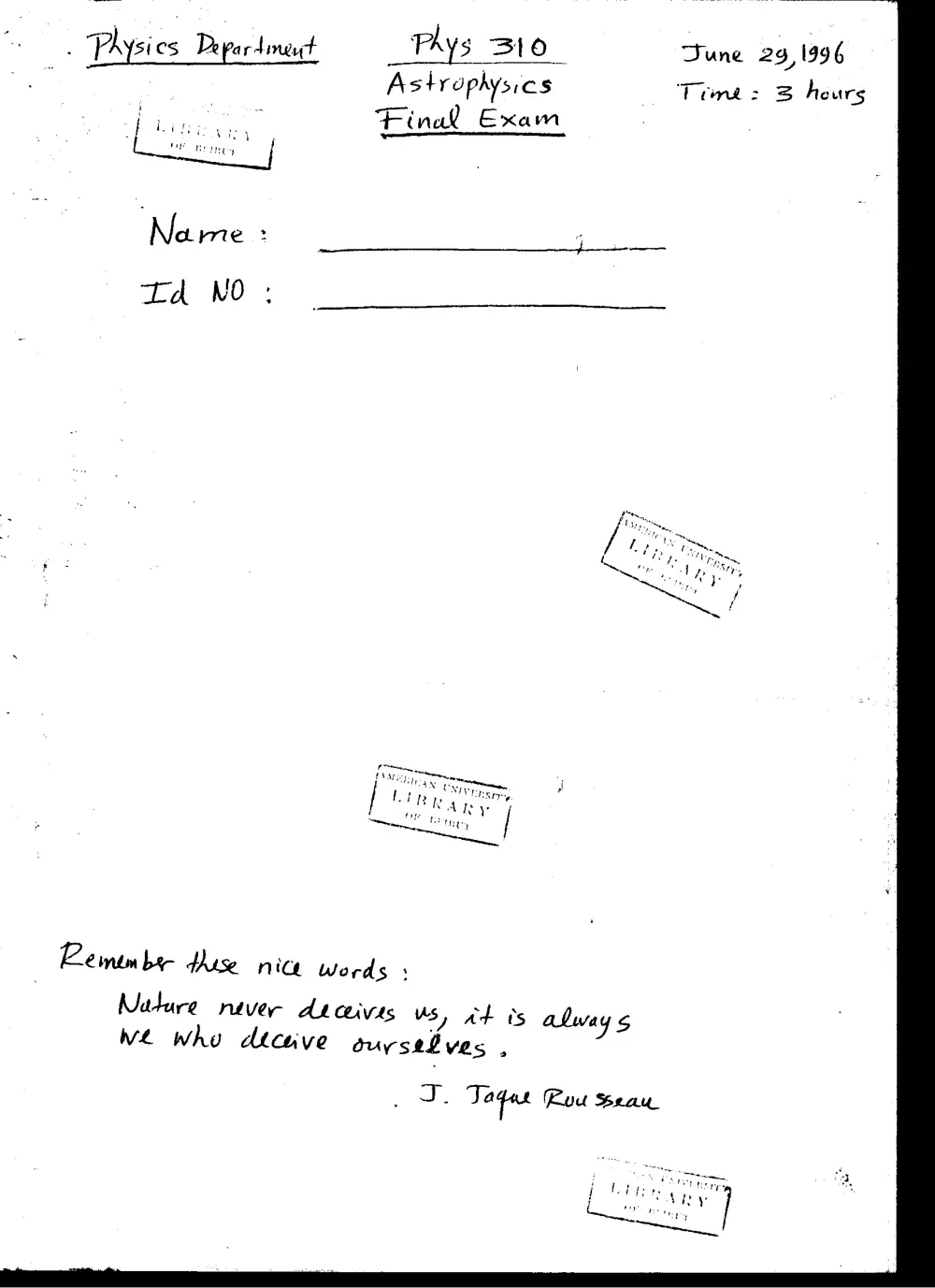 PHYS 310 Final, Spring 1996, page 1