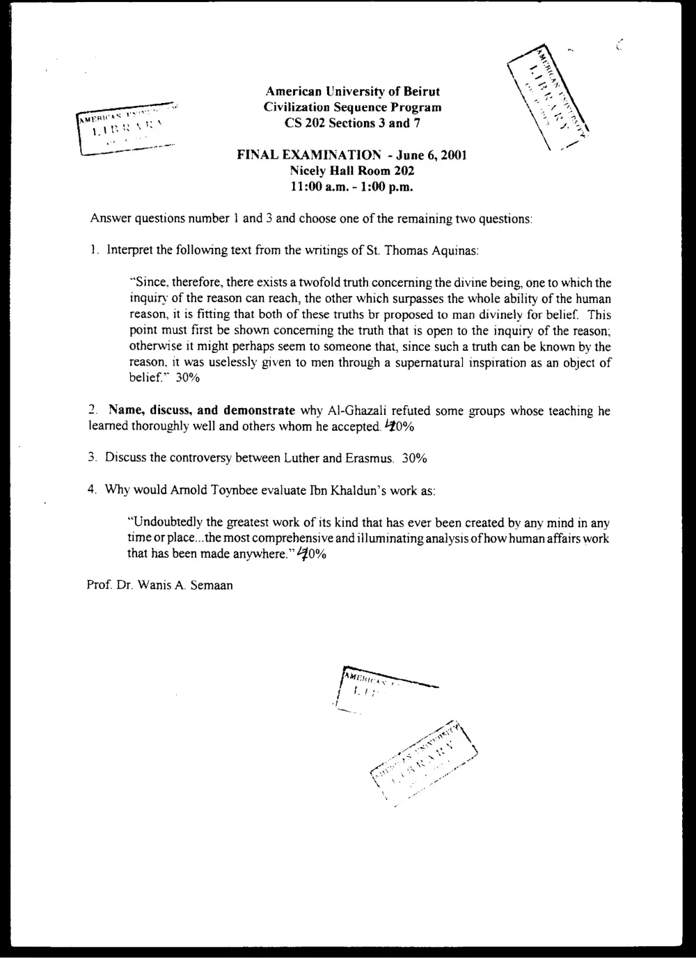 CVSP 202 Final, Spring 2001, page 1
