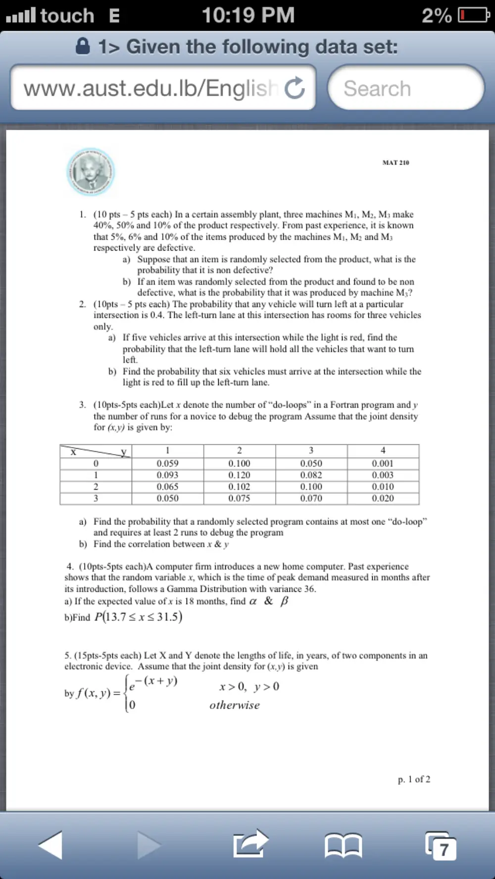 MAT 210 Final, Spring 2016, page 1