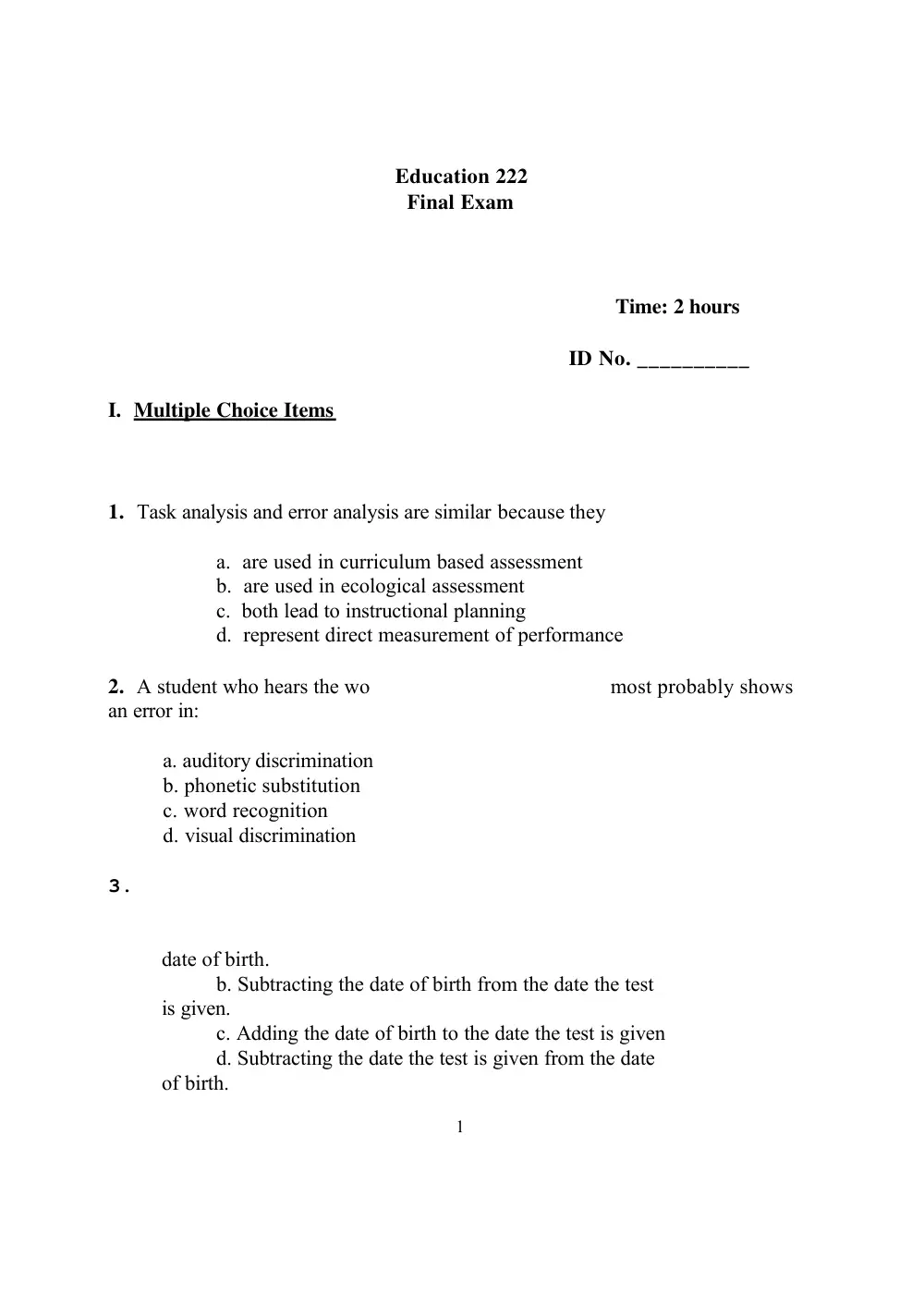 EDUC 222 Final, Fall 2005, page 1