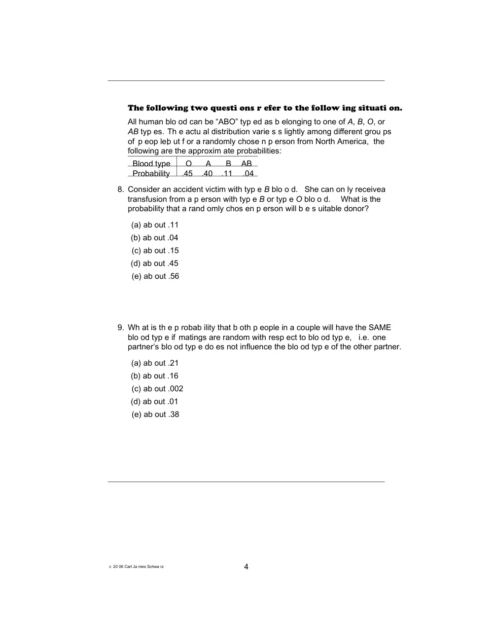 STAT 210 Problems Probability, Fall 2014, page 4