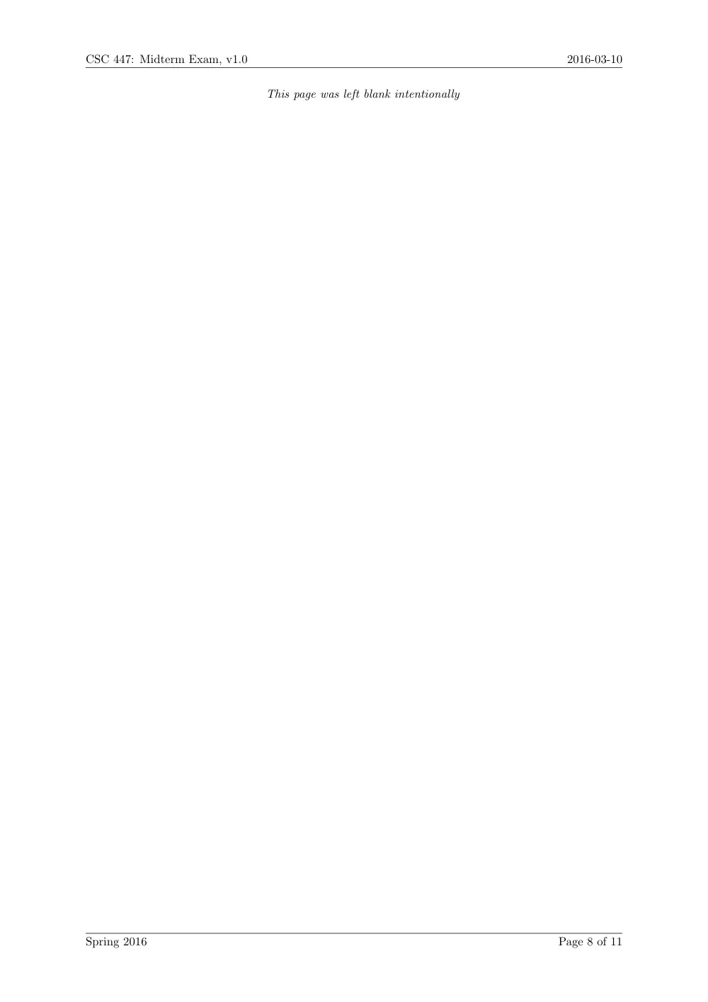 CSC 447 Midterm, Spring 2016, page 8