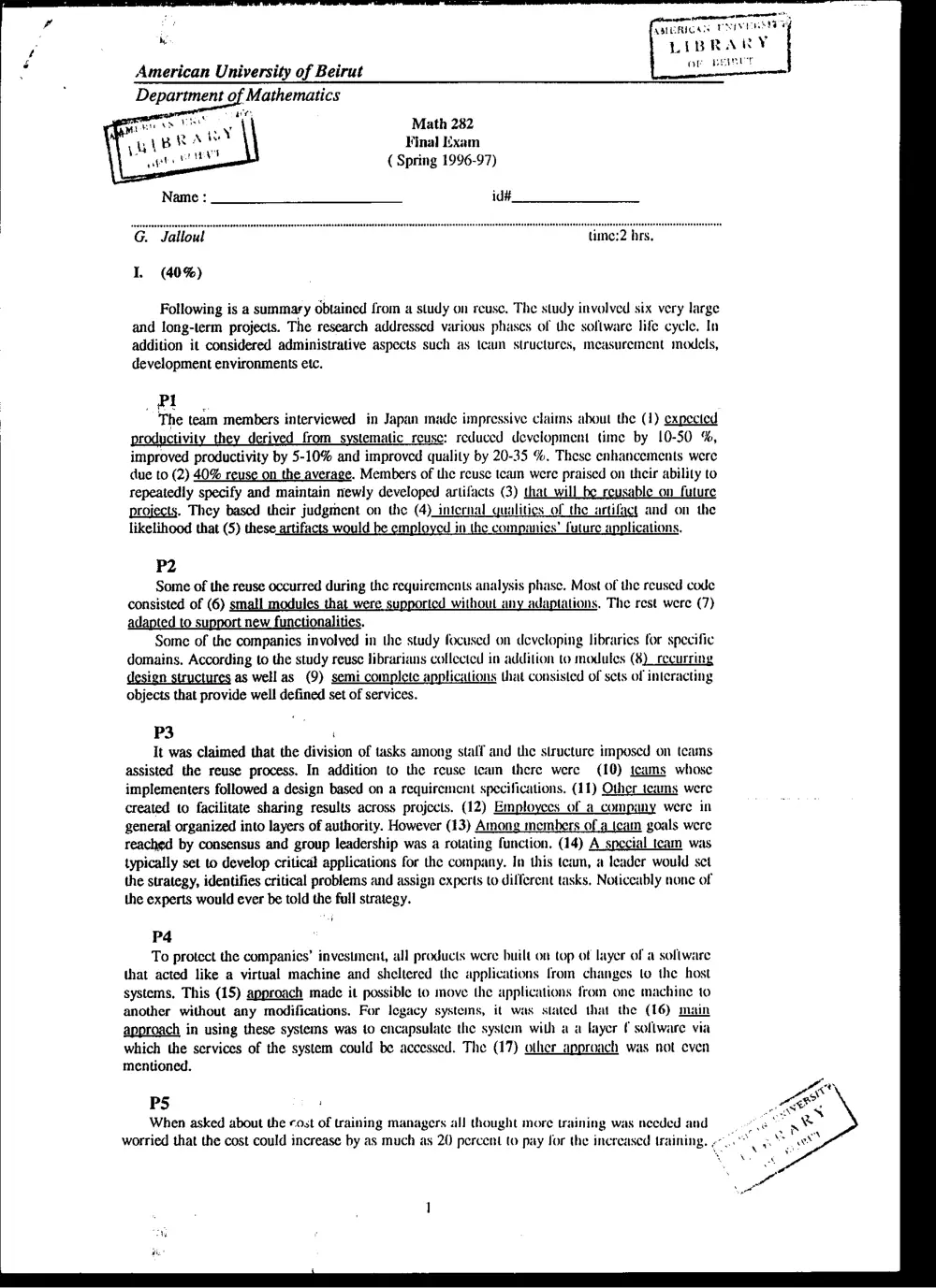 CMPS 282 Final, Spring 1997, page 1