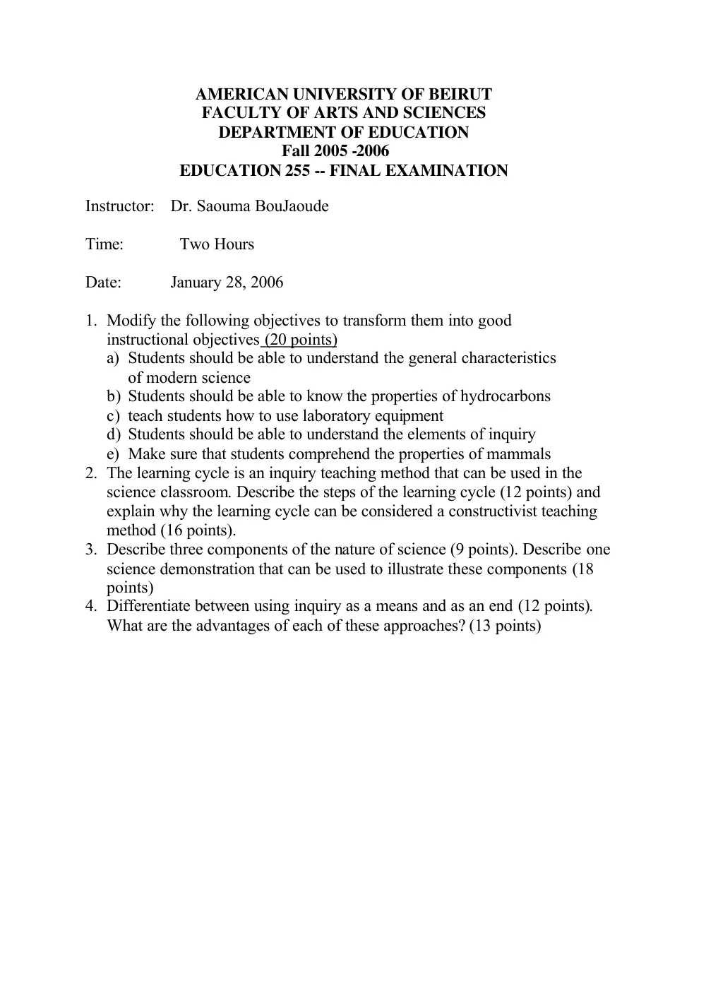 EDUC 255 Final, Fall 2005, page 1