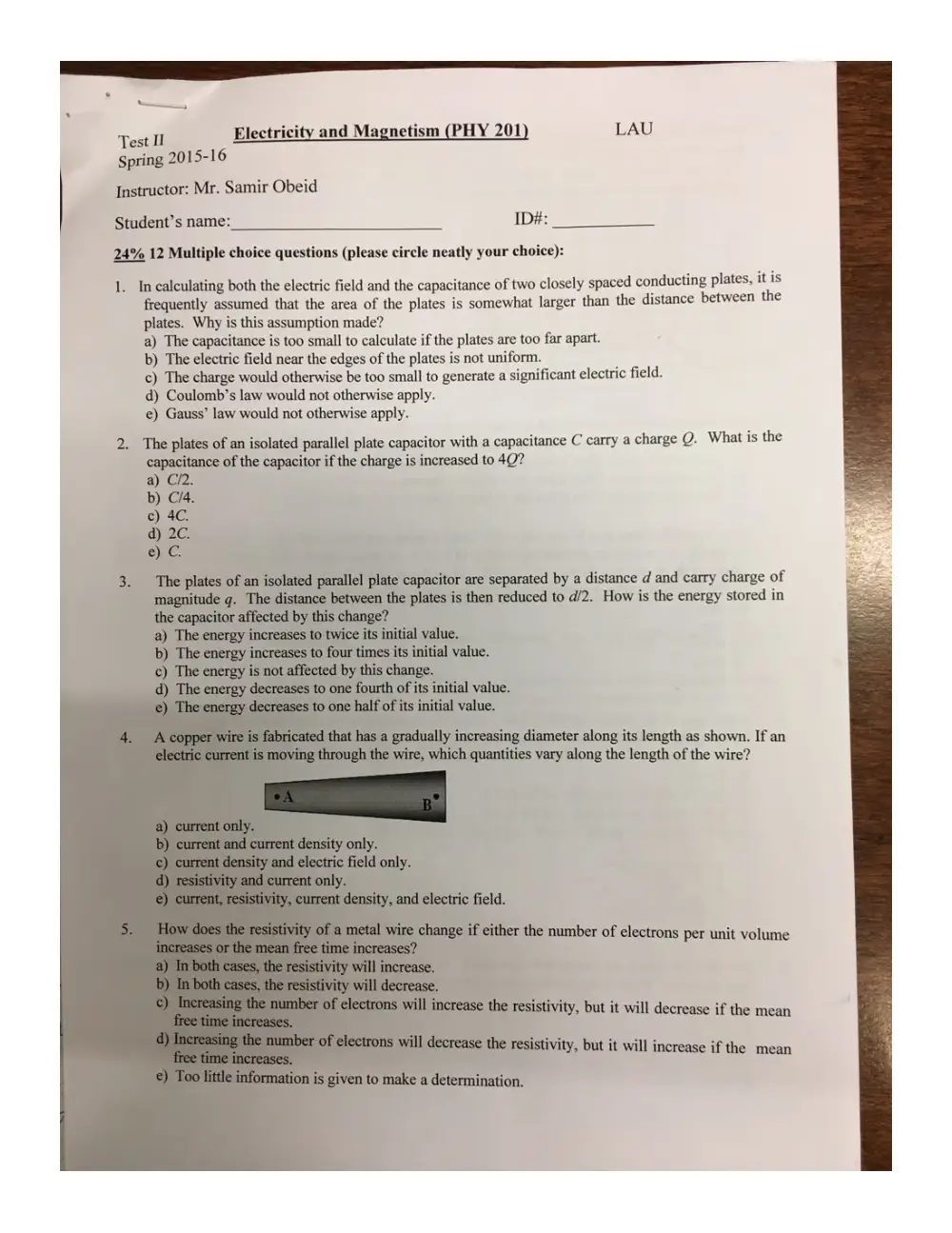 PHY 201 Exam 2, Fall 2016, page 4