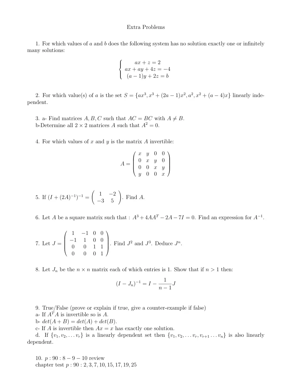 MATH 218 Problems, Spring 2011, page 1