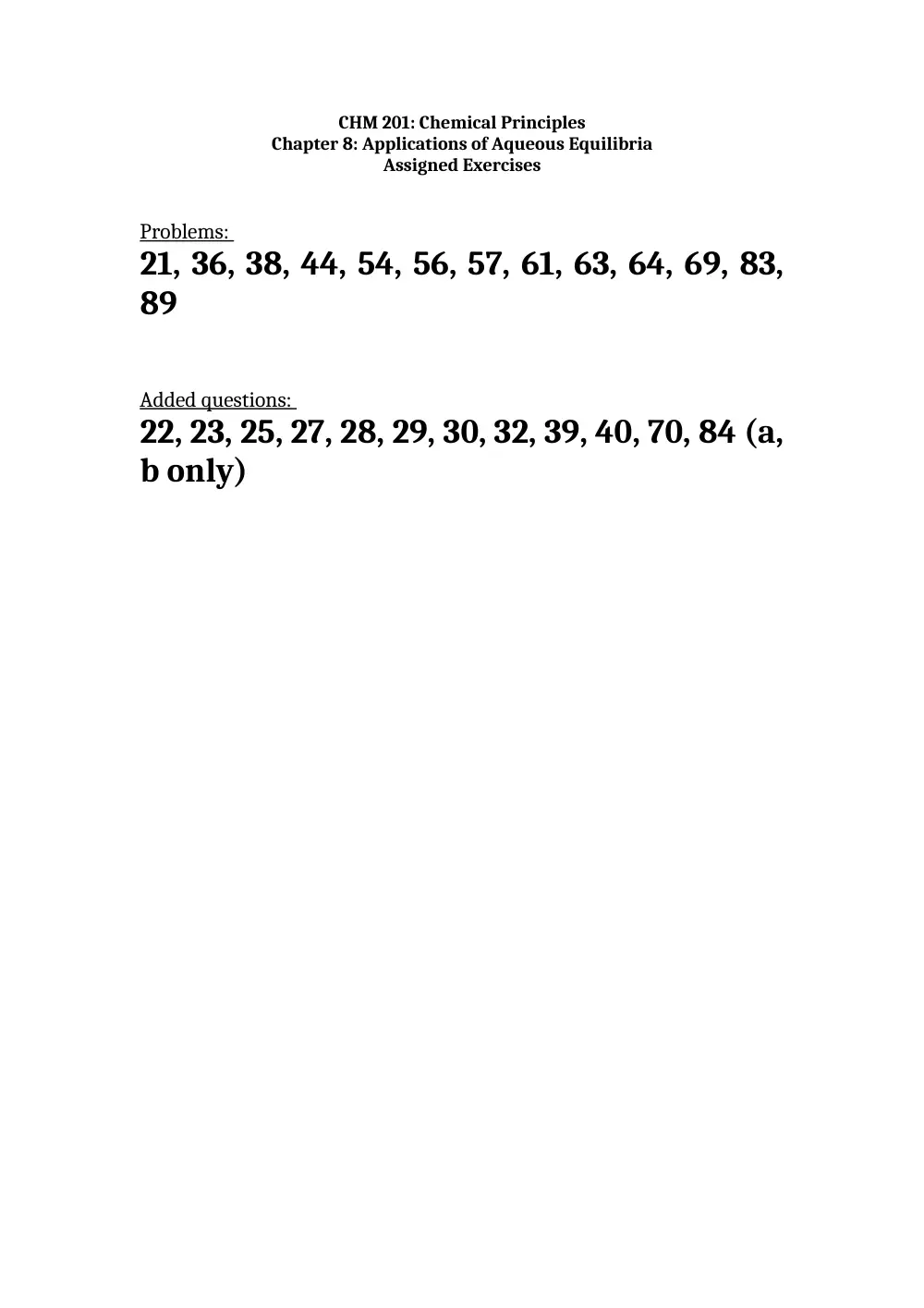 CHM 201 Problems For Chapter 8, Fall 2013, page 1