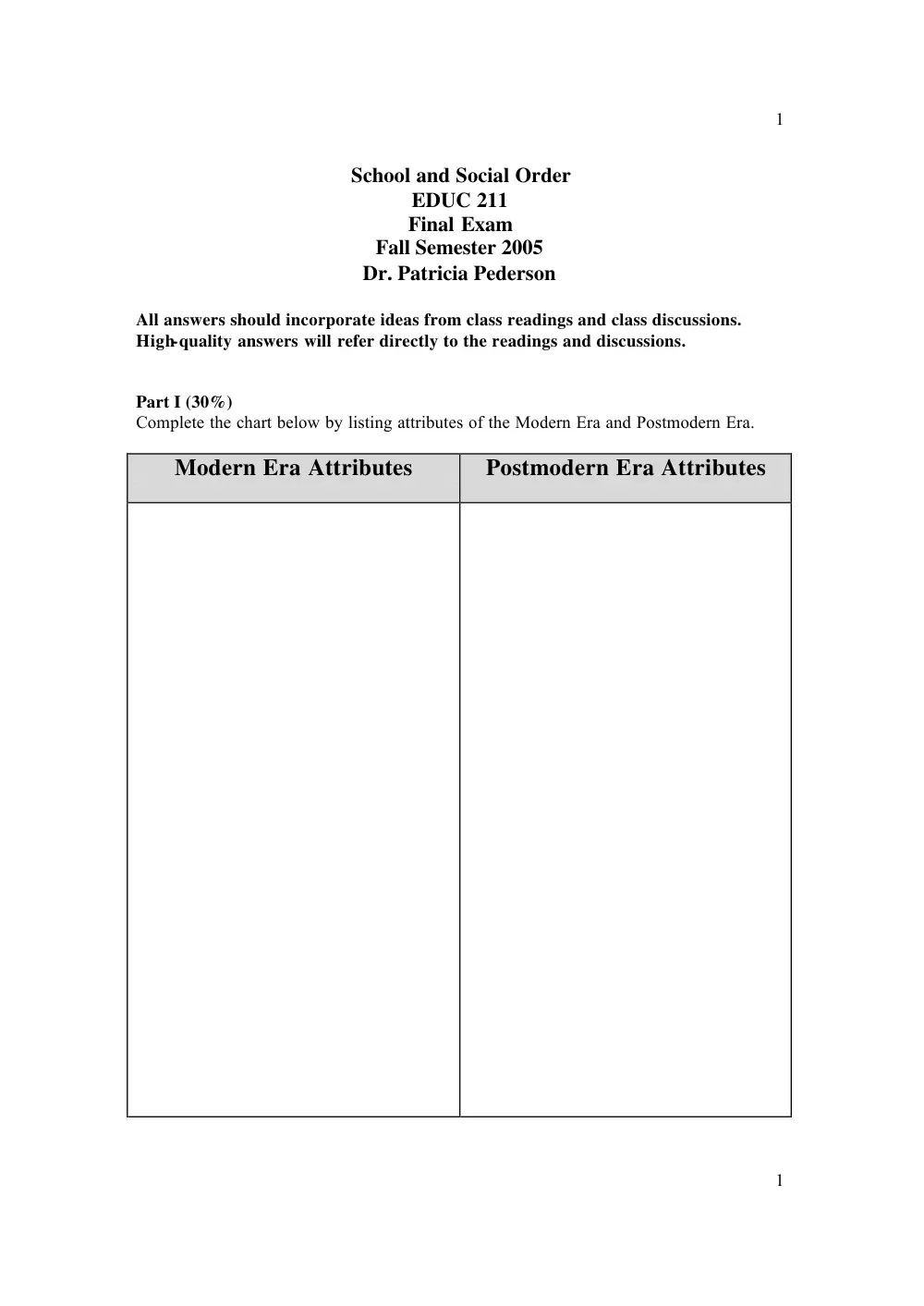 EDUC 211 Final, Fall 2005, page 1