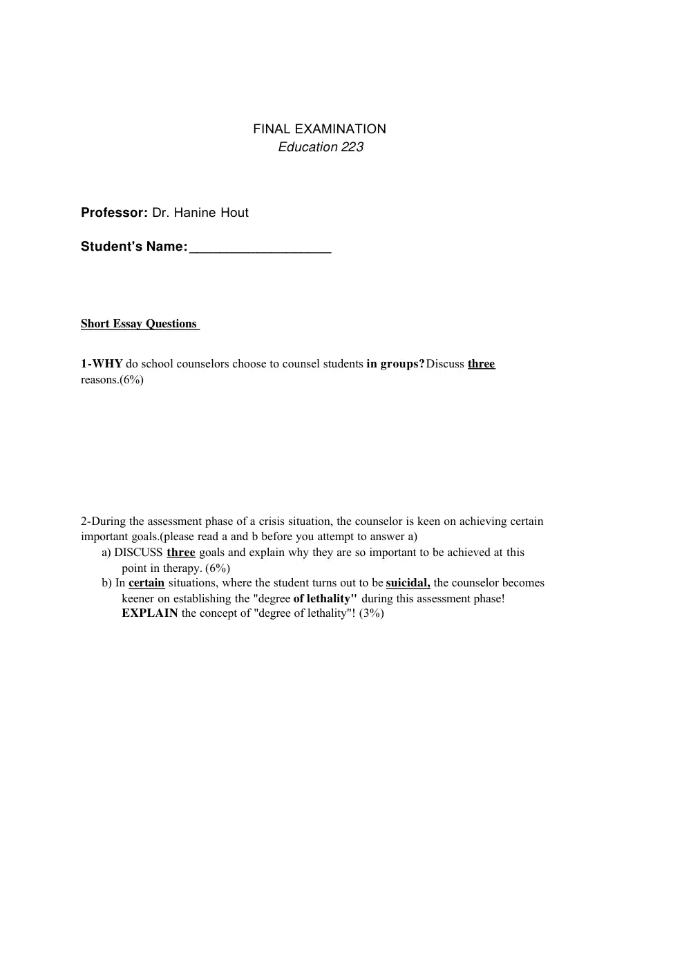 EDUC 223 Final, Fall 2005, page 1
