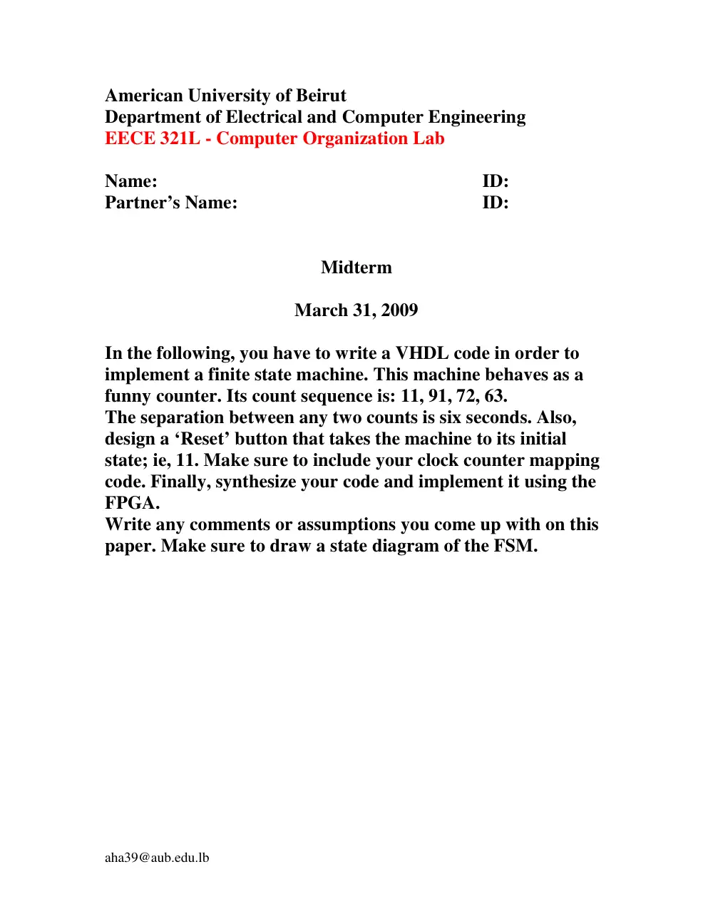 EECE 321L Midterm, Spring 2008, page 1
