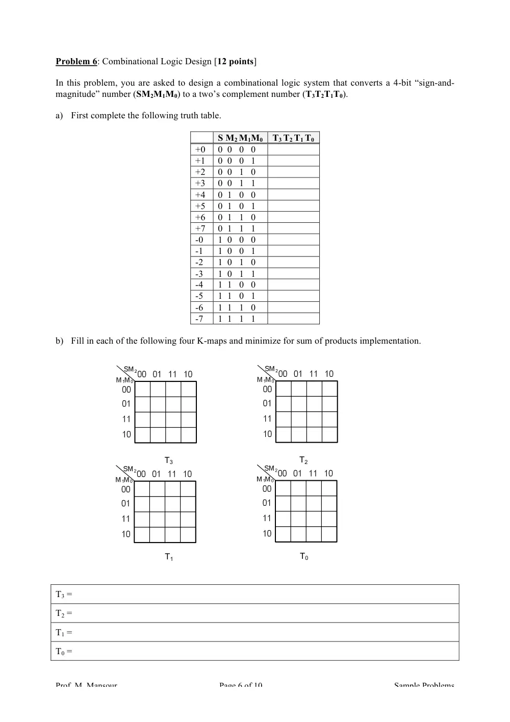 EECE 320 Problems For Final, Fall 2008, page 6