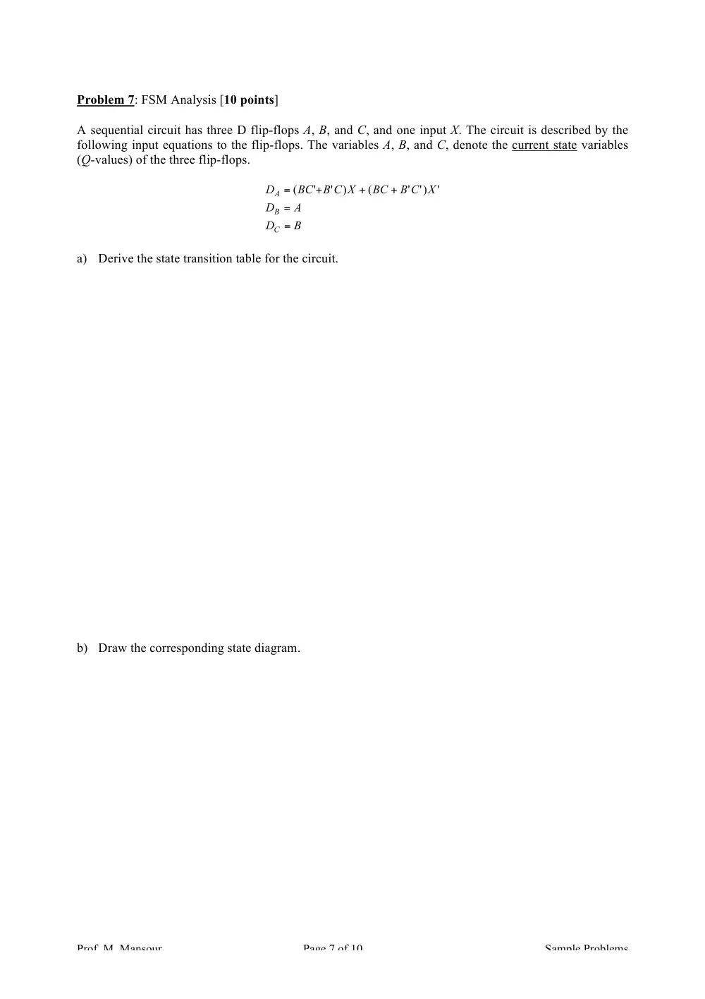 EECE 320 Problems For Final, Fall 2008, page 7