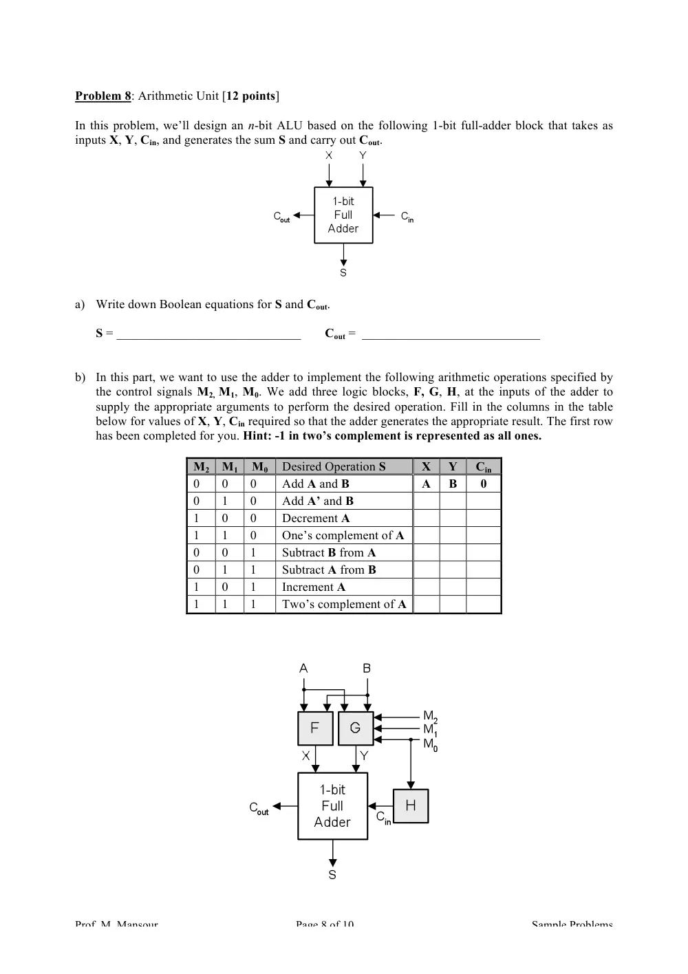 EECE 320 Problems For Final, Fall 2008, page 8