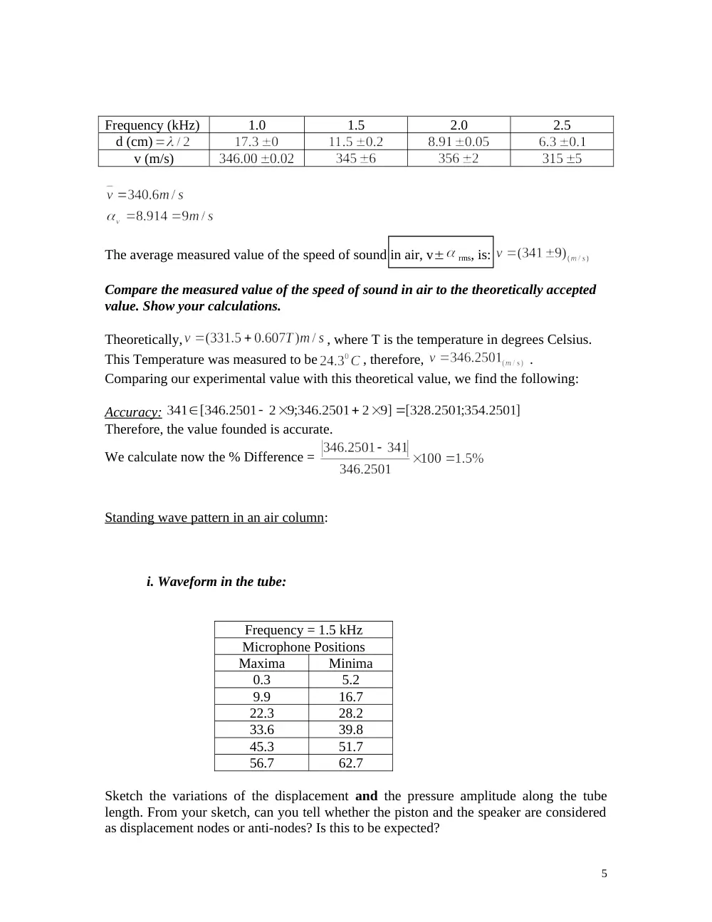 PHYS 210L Lab Sound Waves Report Solution, Fall 2012, page 5