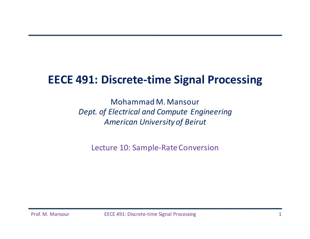EECE 491 Lecture 10, Spring 2016, page 1