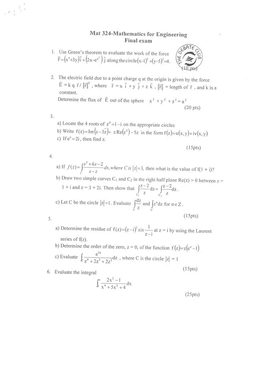MAT 324 Final, Spring 2009, page 1