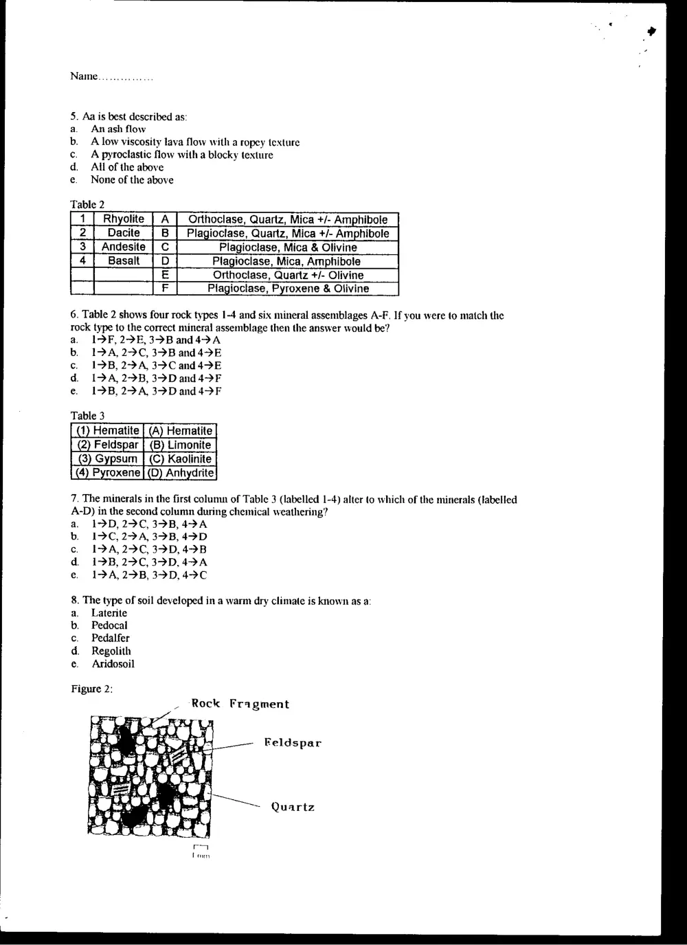 GEOL 201 Final, Fall 1998, page 2